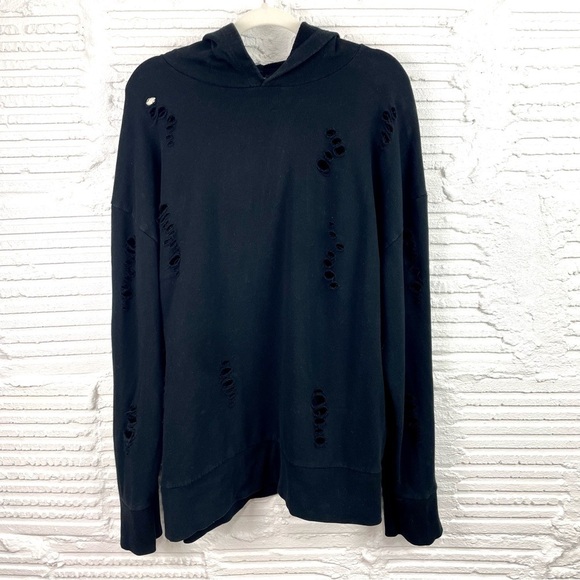 TOPSHOP Black Distressed Hoodie Size 10 - Picture 1 of 13